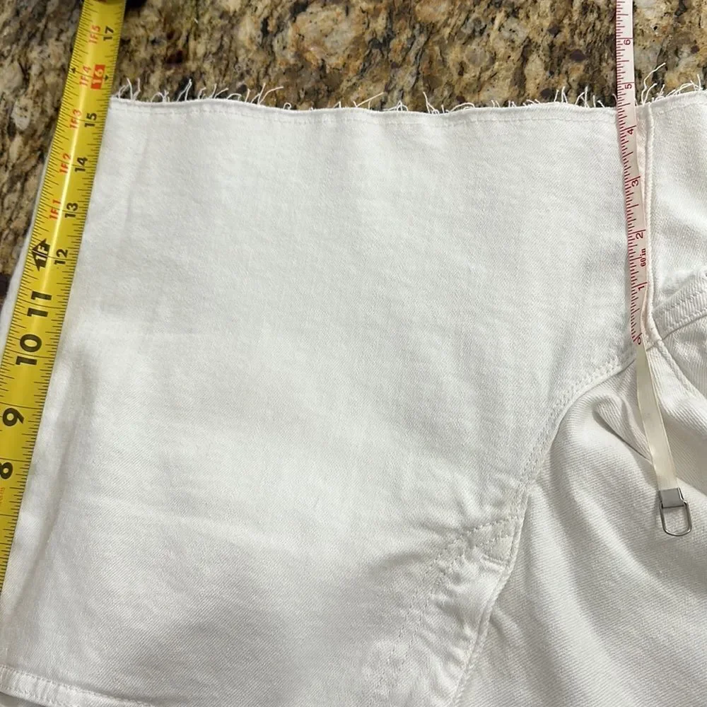 J. Crew White High Waisted Raw Hem Denim Shorts Size 31